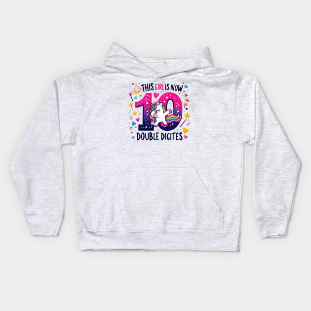 10 Years Old girl Birthday Kids Hoodie by JHFANART